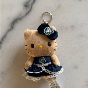 Sanrio Hello Kitty Navy and Tan Dress Keychain